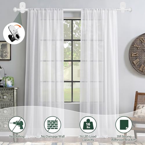 KAMANINA White Curtain Rod No Drilling 32 to 58 Inches, Renter Friendly - color: White, size: 32-58"（2Pack）
