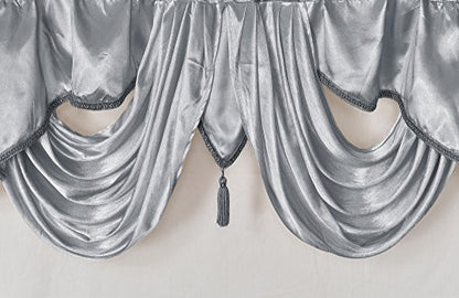 GOHD Valarie Fancy Window Valance 54"x18"with Soft Satin Swag.Grey - color: Grey, size: 54"W x 18"L (Pack of 1)