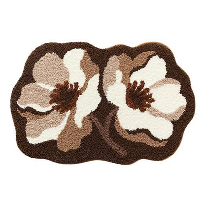 LUMI Flower Bathroom Rug, Absorbent Non Slip Bath Mat, 20x32, Brown Flower - color: Floral-brown Flower