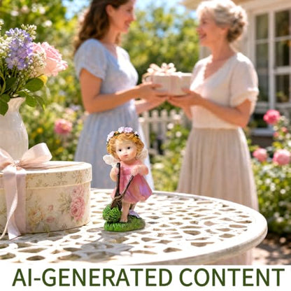 XJar Garden Fairy Figurine, Hand Painted Resin Yard Decor Statue - color: Flower Fairy Gardener-pink