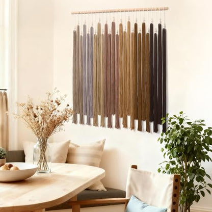 Macrame Wall Hanging Large Boho Home Decor Aesthetic Modern Chic Wall Art - color: Brown