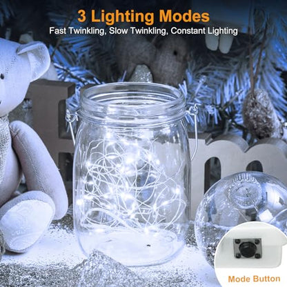 btfarm 12 Pack Fairy Lights Battery Operated Twinkle Lights with 3 Modes - color: Cool White, size: 12 Pack