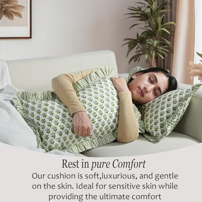 CPC Emerald Green Block Print Ruffle Sham Pillow Cover 12x20 Inch Pack of 1 - color: Emerald Green, size: 20" x 12" (Pack of 1)