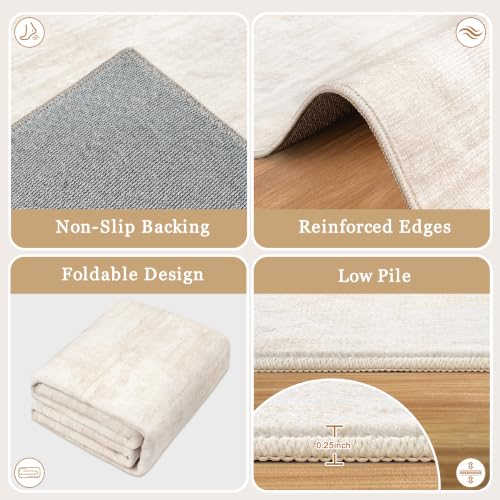 Tosuoka 5x7 Area Rugs for Living Room, Washable Beige Cream Abstract Rug - color: Beige/Cream, size: 5' x 7' (Rectangular)