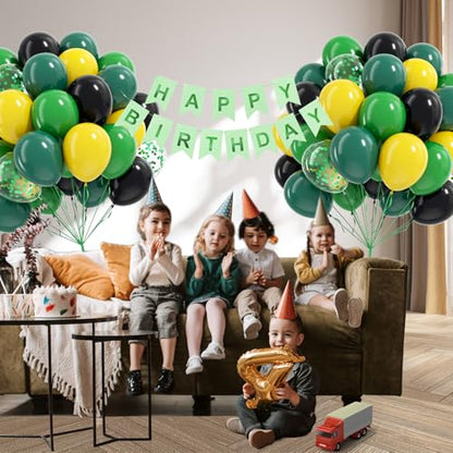 60pcs Tractor Balloons 12inch with Black Green and Yellow Balloons - color: Yellow Green Balck