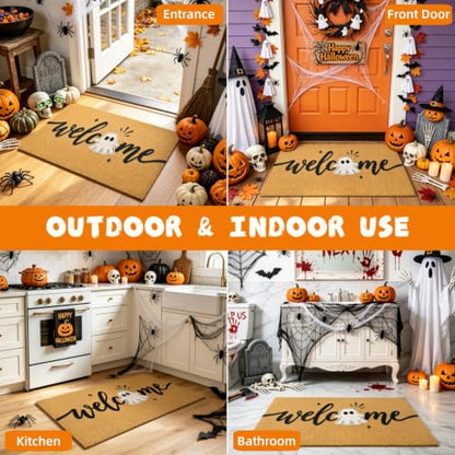 Halloween Welcome Mat Ghost Non-Slip Front Door Mat, 17x29 in - color: Ghost