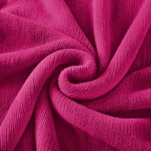 Homiest Dark Pink Knitted Throw Blanket with Fringe, 50x60 Inch - color: Fuschia, size: 50" x 60"