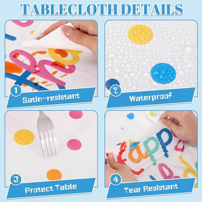 3 Pack Plastic Birthday Tablecloth, 54 x 108 Inch Birthday Decorations - color: Birthday