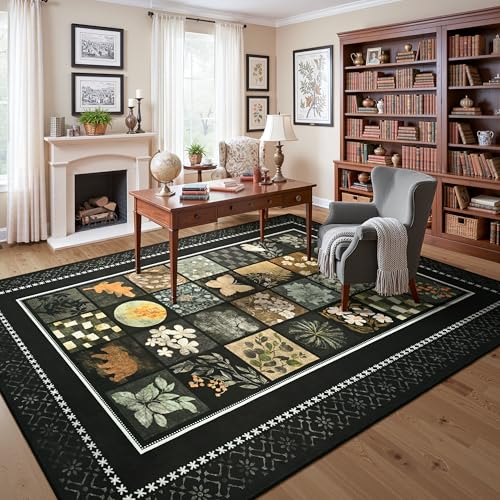 Tepook 5x7 Black Area Rugs for Living Room Bedroom - color: Black, size: 5' x 7' (Rectangular)