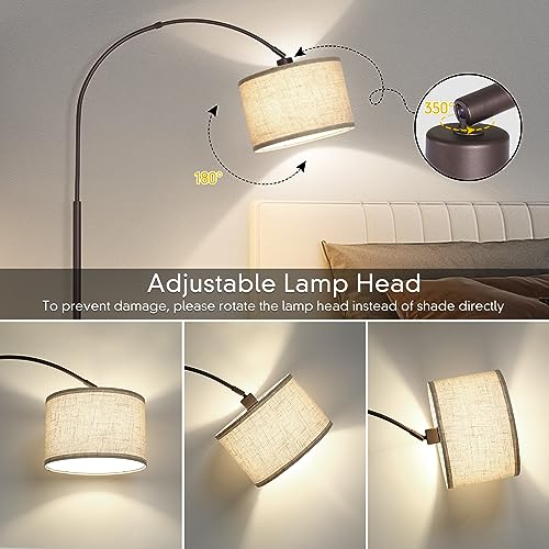 Seaside village Floor Lamp for Living Room, Arc Lamp with Adjustable Head, Modern Tall Lamp with On/Off Pedal Switch, Over Couch Standing Hanging Light for Reading, Bedroom, Office (Brown) - color: Brown