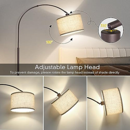 Seaside village Floor Lamp for Living Room, Arc Lamp with Adjustable Head, Modern Tall Lamp with On/Off Pedal Switch, Over Couch Standing Hanging Light for Reading, Bedroom, Office (Brown) - color: Brown
