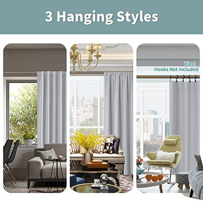 BGment Thermal Insulated 100% Blackout Curtains for Bedroom, Light Grey - color: Light Grey, size: 38"W x 63"L (Pack of 2)