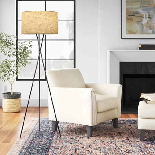 Kira Home Sadie 60" Mid-Century Modern Tripod Tall Floor Lamp - color: Oil Rubbed Bronze Finish,Honey Beige Shade
