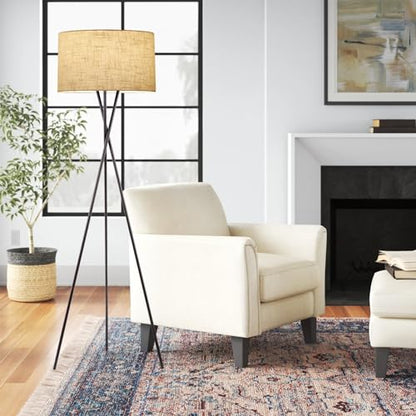 Kira Home Sadie 60" Mid-Century Modern Tripod Tall Floor Lamp - color: Oil Rubbed Bronze Finish,Honey Beige Shade