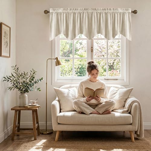 StangH Beige Window Valance Curtains 52x18 Inch, 1 Panel - color: Beige, size: 52"W x 18"L (Pack of 1)