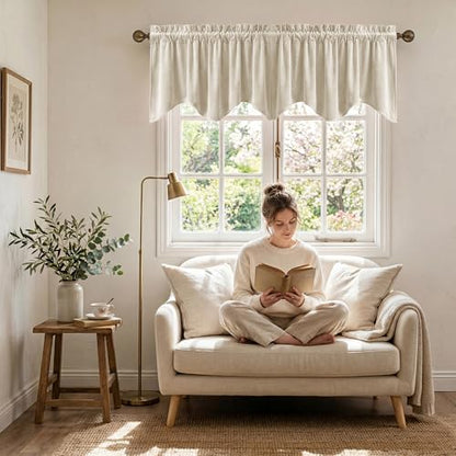 StangH Beige Window Valance Curtains 52x18 Inch, 1 Panel - color: Beige, size: 52"W x 18"L (Pack of 1)