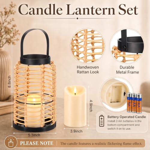 Novabright 6 Pcs Farmhouse Lantern Decor Set Candle Lanterns Rustic Bobo - style: Rustic Bobo