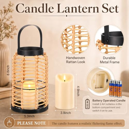 Novabright 6 Pcs Farmhouse Lantern Decor Set Candle Lanterns Rustic Bobo - style: Rustic Bobo