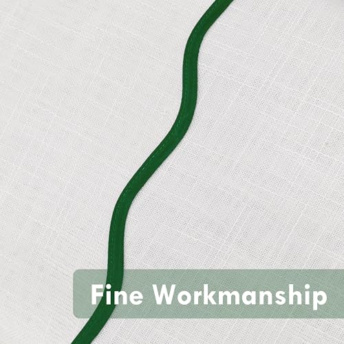 DriftAway Semi Sheer Scalloped Edge White Coastal Beach Window Curtains for Living Room Bedroom 2 Panels Rod Pocket Each Size 52 Inch by 63 Inch Loden Green - color: White Loden Green, size: 52"W x 63"L (Pack of 2)