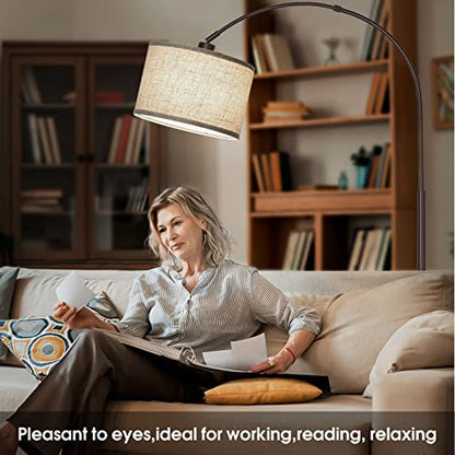 Dimmable Floor Lamp, Arc Floor Lamps with Adjustable Hanging Shade，Brown - color: Brown