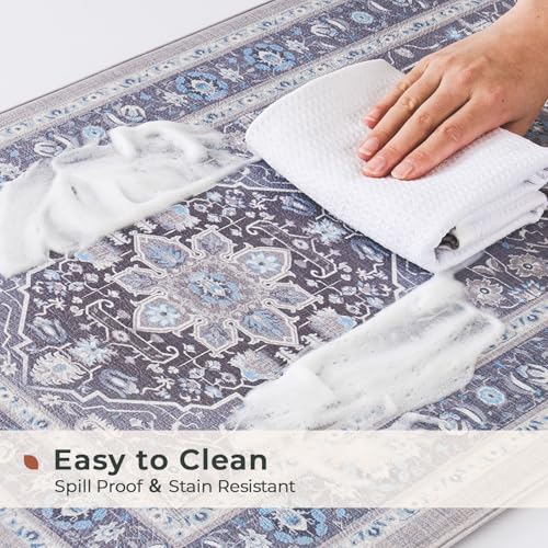FRESHMINT Medallion Kitchen Mat Set 2 Piece, 17x30''+17x47'', Misty Gray - color: Misty Gray