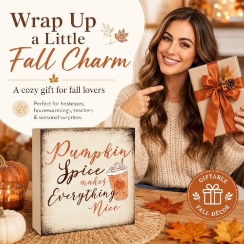 Fall Signs Pumpkin Spice Makes Everything Nice Coffee Wood Sign Fall Decor - color: FALL25