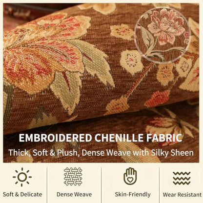 Nightstand Cover Lace Brown, Jacquard Floral Topper, 15.7x43.3 Inch - color: Brown, size: 43.3" x 15.7" (Rectangular)