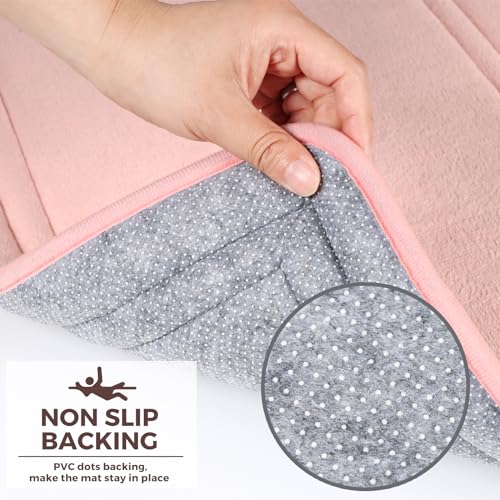 Pink Bathroom Rugs Memory Foam Bath Mat Runner Rug Set of 2 - color: Pink, size: 17 in x 24 in and 16 in x 47 in