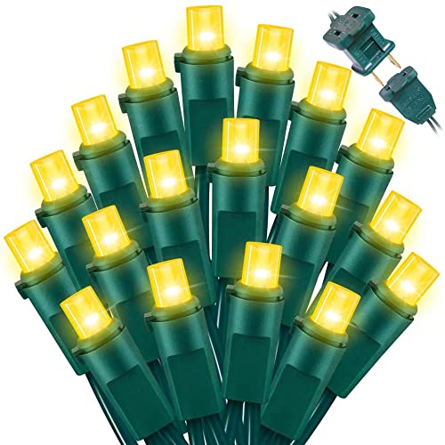 LAMPHOME Yellow LED Christmas Lights Indoor Outdoor, Connectable Yellow Warm White Christmas Tree Lights Green Wire, 64.8Ft Fairy String Light Plug in for Bedroom Wedding Xmas Tree Decorations - color: Yellow, size: 300 Count