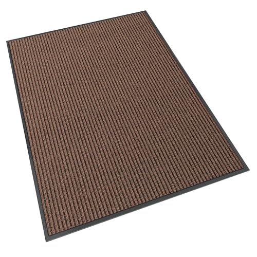 Front Door Mat, 48" x 36" Heavy Duty Indoor Outdoor Doormat - color: Brown Stripe, size: 3' x 4' (Rectangular)