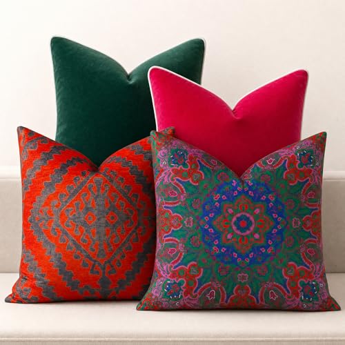 Boho Decorative Throw Pillow Covers, Set of 4, 18x18 Inch Modern Paisley Accent Pillow Covers 4-Pack - color: Modern Mandala