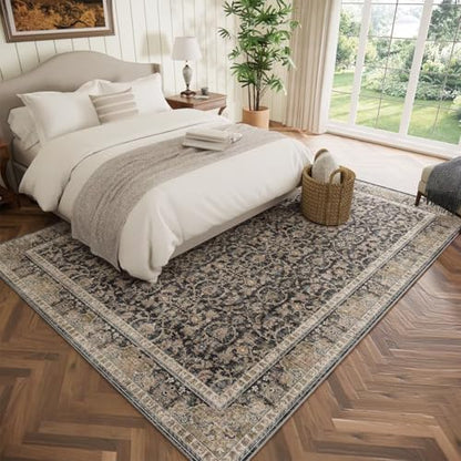 Washable 6x9 Area Rugs for Living Room Bedroom, Charcoal/Taupe - color: Charcoal/Taupe, size: 6' x 9' (Rectangular)