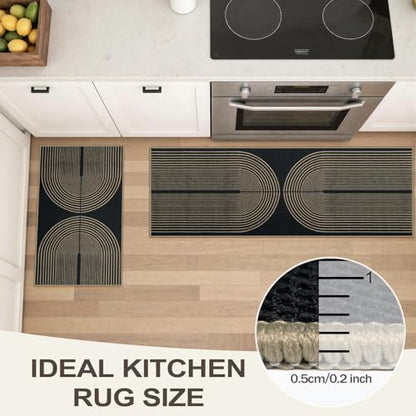 Kitchen Mats Sets of 2 PCS, Non Slip Washable Kitchen Floor Mats - color: Rainbow, size: 17.3"x30"+17.3"x47"