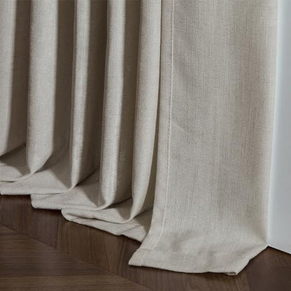 TWODRAPES Taupe Burlywood Pinch Pleated Linen Curtains 96 Inches Long - color: Burlywood Birch, size: 40"W x 96"L (Pack of 2)