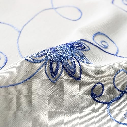 VOGOL Blue Floral Vine Kitchen Tier Curtains, 30 x 24 Inches, 2 Panels - color: Hy-blue, size: 30"W x 24"L (Pack of 2)