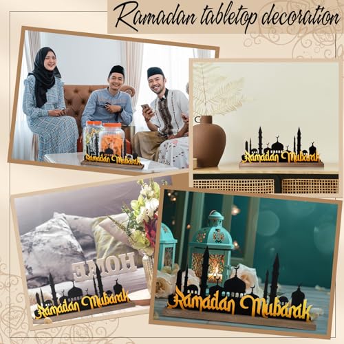 DoubleFill Ramadan Mubarak Decorations for Home Office, Table Metal Sign - style: Ramadan Mubarak
