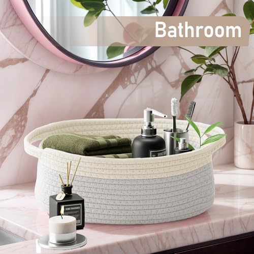 JMvicyroam Small Woven Basket, Empty Gift Basket, White&Grey/1 Pack - color: White&Grey, size: 1 Pack