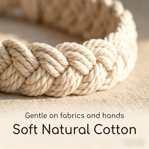 Home Queen Hand Braided Curtain Tiebacks, Buckle Holdback Drapery Curtain Tie Back, 4 Rope Cotton Belt Curtain Tie with 4 Metal Hooks, Off White - color: Off White, size: 4PC