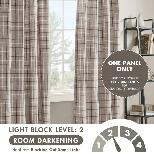 Madison Park Plaid Window Curtain Thermal Insulated, 1 Panel, 50x63 Brown - color: Rod Pocket & Back Tab, Brown, size: 50"W x 63"L (Pack of 1)