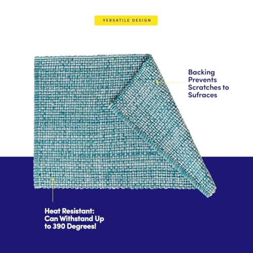 Sweet Home Collection 100% Cotton Placemats for Dining Room Rectangle Two Tone Woven Fabric 13" x 19" Soft Durable Table Mat Set, Set of 4, Turquoise - color: Turquoise, size: Rectangle 13" x 19"