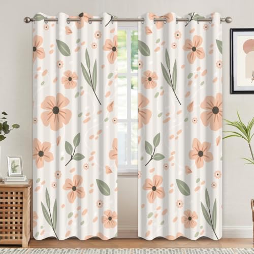 Pink Floral Blackout Curtains for Bedroom 84 Inches Long - color: Floral-i