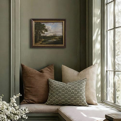 Small Framed Landscape Canvas Wall Art – Rustic Countryside River Scene - color: 07, size: 12"L x 10"W