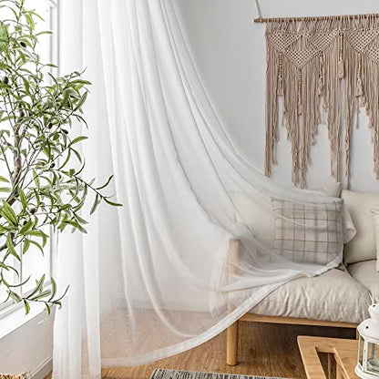 Off White Sheer 80 Inch Curtains & Drapes Long Pinch Pleat Thin Transparent - color: Off White, size: 54"W x 80"L (Pack of 2)