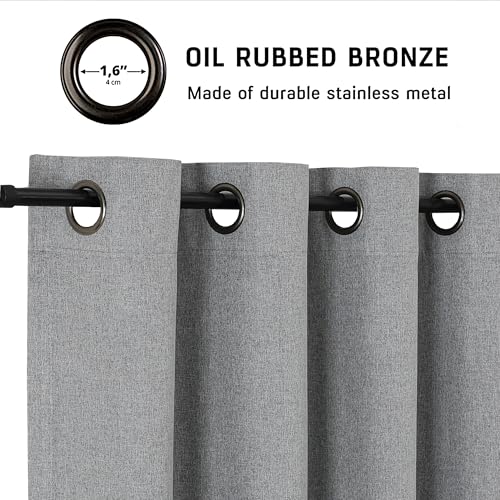 THOOO 100% Blackout Curtains Natural Linen Textured Blackout Curtains 63 Inch Length for Bedroom Living Room Nursery, Farmhouse Thermal Insulated Grommet Curtains Room Darkening 2 Panels,Dark Grey - color: Dark Grey, size: 52"W x 63"L (Pack of 2)