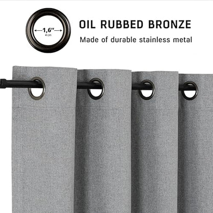 THOOO 100% Blackout Curtains Natural Linen Textured Blackout Curtains 63 Inch Length for Bedroom Living Room Nursery, Farmhouse Thermal Insulated Grommet Curtains Room Darkening 2 Panels,Dark Grey - color: Dark Grey, size: 52"W x 63"L (Pack of 2)