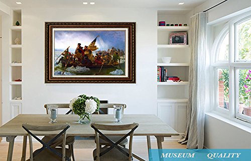 ELITEART- Washington Crossing the Delaware By Emanuel Gottlieb Leutze Oil Painting Reproduction Giclee Wall Art Canvas Prints-Framed Size:29" x 41 1/2" - color: Framed(SF806M), size: 41.5"L x 29"W