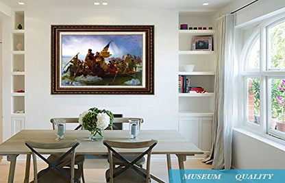 ELITEART- Washington Crossing the Delaware By Emanuel Gottlieb Leutze Oil Painting Reproduction Giclee Wall Art Canvas Prints-Framed Size:29" x 41 1/2" - color: Framed(SF806M), size: 41.5"L x 29"W