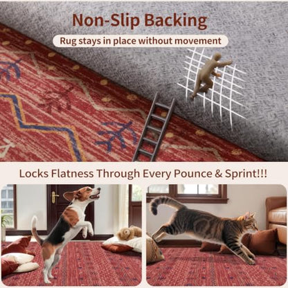 SERISSA 2x3 Washable Non-Slip Boho Area Rugs for Entryway - color: Red Ochre/Multi, size: 2' x 3' (Rectangular)
