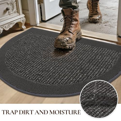 Dirt Trapper Door Mats 32" x 48", Non-Slip & Washable, Dark Grey - color: Dark Grey, size: 32" X 48" (Semicircular)