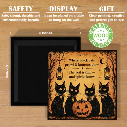 Halloween Decorations Indoor Black Cat Halloween Sign Decor for Home Office Bedroom Table Desk Shelf Decor - color: Black Cat Halloween